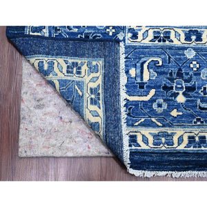 10'1"x13'10" Denim Blue, Hand Knotted, Peshawar with Serapi Heriz Revival, High Mountain Ghazni Wool, Soft Pile, Denser Weave, Oriental Rug FWR121512