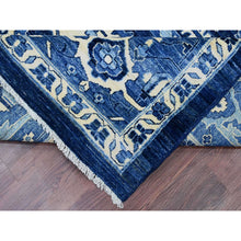 Load image into Gallery viewer, 10&#39;1&quot;x13&#39;10&quot; Denim Blue, Hand Knotted, Peshawar with Serapi Heriz Revival, High Mountain Ghazni Wool, Soft Pile, Denser Weave, Oriental Rug FWR121512