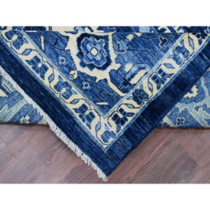10'1"x13'10" Denim Blue, Hand Knotted, Peshawar with Serapi Heriz Revival, High Mountain Ghazni Wool, Soft Pile, Denser Weave, Oriental Rug FWR121512