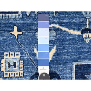 10'1"x13'10" Denim Blue, Hand Knotted, Peshawar with Serapi Heriz Revival, High Mountain Ghazni Wool, Soft Pile, Denser Weave, Oriental Rug FWR121512