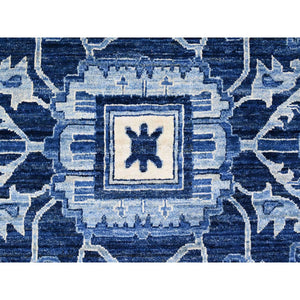 10'1"x13'10" Denim Blue, Hand Knotted, Peshawar with Serapi Heriz Revival, High Mountain Ghazni Wool, Soft Pile, Denser Weave, Oriental Rug FWR121512