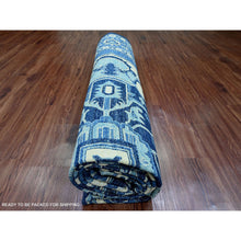 Load image into Gallery viewer, 10&#39;1&quot;x13&#39;10&quot; Denim Blue, Hand Knotted, Peshawar with Serapi Heriz Revival, High Mountain Ghazni Wool, Soft Pile, Denser Weave, Oriental Rug FWR121512