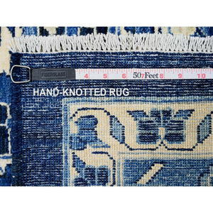 10'1"x13'10" Denim Blue, Hand Knotted, Peshawar with Serapi Heriz Revival, High Mountain Ghazni Wool, Soft Pile, Denser Weave, Oriental Rug FWR121512