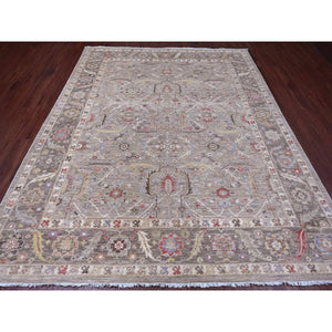 8'x9'9" Dark Vanilla Brown, Peshawar with Heriz All Over Design, High Mountain Wool, Hand Knotted, Natural Dyes, Densely Woven, Oriental Rug FWR121518