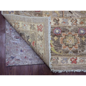 8'x9'9" Dark Vanilla Brown, Peshawar with Heriz All Over Design, High Mountain Wool, Hand Knotted, Natural Dyes, Densely Woven, Oriental Rug FWR121518