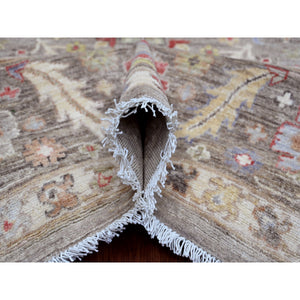 8'x9'9" Dark Vanilla Brown, Peshawar with Heriz All Over Design, High Mountain Wool, Hand Knotted, Natural Dyes, Densely Woven, Oriental Rug FWR121518