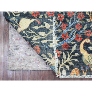 6'x6' Space Cadet Blue, Afghan Peshawar with Birds of Paradise Design, Hand Knotted, Soft Wool, Veggie Dyes, Square, Oriental Rug FWR121530