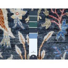 Load image into Gallery viewer, 6&#39;x6&#39; Space Cadet Blue, Afghan Peshawar with Birds of Paradise Design, Hand Knotted, Soft Wool, Veggie Dyes, Square, Oriental Rug FWR121530