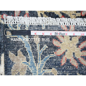 6'x6' Space Cadet Blue, Afghan Peshawar With Birds Of Paradise Design, Hand Knotted, Soft Wool, Veggie Dyes, Square, Oriental Rug FWR121530