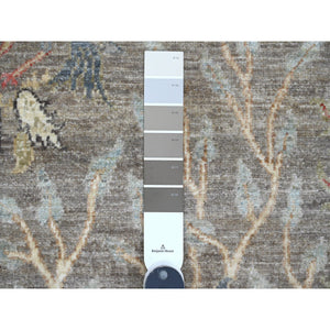 5'x6'8" Coffee Brown, Afghan Peshawar with Birds of Paradise Design, Soft Wool, Hand Knotted, Natural Dyes, Oriental Rug FWR121536
