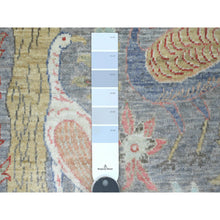 Load image into Gallery viewer, 5&#39;8&quot;x5&#39;8&quot; Battleship Gray, Afghan Peshawar with Birds of Paradise Design, Hand Knotted, 100% Soft Wool, Vegetable Dyes, Round, Oriental Rug FWR121542