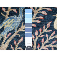 Load image into Gallery viewer, 4&#39;1&quot;x&#39;9&#39;9&quot; Yale Blue, Afghan Peshawar with Birds of Paradise Design, Soft Wool, Hand Knotted, Natural Dyes, Wide Runner, Oriental Rug FWR121554