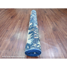 Load image into Gallery viewer, 4&#39;1&quot;x&#39;9&#39;9&quot; Yale Blue, Afghan Peshawar with Birds of Paradise Design, Soft Wool, Hand Knotted, Natural Dyes, Wide Runner, Oriental Rug FWR121554