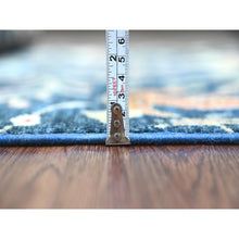 Load image into Gallery viewer, 4&#39;1&quot;x&#39;9&#39;9&quot; Yale Blue, Afghan Peshawar with Birds of Paradise Design, Soft Wool, Hand Knotted, Natural Dyes, Wide Runner, Oriental Rug FWR121554