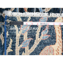 Load image into Gallery viewer, 4&#39;1&quot;x&#39;9&#39;9&quot; Yale Blue, Afghan Peshawar With Birds Of Paradise Design, Soft Wool, Hand Knotted, Natural Dyes, Wide Runner, Oriental Rug FWR121554