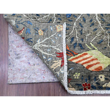 Load image into Gallery viewer, 4&#39;x16&#39;4&quot; Nevada Gray, Afghan Peshawar with Colorful Birds of Paradise Design, Hand Knotted, Soft and Vibrant Wool, Natural Dyes, XL Wide Runner, Oriental Rug FWR121566