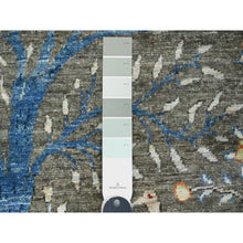 Load image into Gallery viewer, 4&#39;x16&#39;4&quot; Nevada Gray, Afghan Peshawar with Colorful Birds of Paradise Design, Hand Knotted, Soft and Vibrant Wool, Natural Dyes, XL Wide Runner, Oriental Rug FWR121566