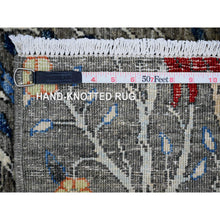 Load image into Gallery viewer, 4&#39;x19&#39;2&quot; Chiffon White, Hand Knotted, Afghan Angora Oushak with Soft Color Leaf Design, Vegetable Dyes, 100% Wool, Wide Runner, Oriental Rug FWR123570