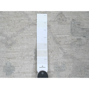 8'10"x17'4" Chiffon White, Afghan Angora Oushak with All Over Vines Design, 100% Wool, Hand Knotted, Natural Dyes, Gallery Size, Long and Narrow, Oversized, Runner, Oriental Rug FWR121584