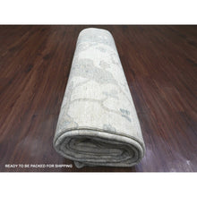 Load image into Gallery viewer, 8&#39;10&quot;x17&#39;4&quot; Chiffon White, Afghan Angora Oushak with All Over Vines Design, 100% Wool, Hand Knotted, Natural Dyes, Gallery Size, Long and Narrow, Oversized, Runner, Oriental Rug FWR121584