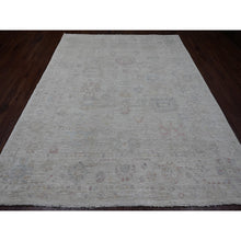 Load image into Gallery viewer, 7&#39;10&quot;x9&#39;8&quot; Oyster Gray, Hand Knotted, Afghan Angora Oushak With All Over Leaf Design, Veggie Dyes, 100% Wool, Oriental Rug FWR121590