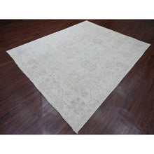 Load image into Gallery viewer, 7&#39;10&quot;x9&#39;8&quot; Oyster Gray, Hand Knotted, Afghan Angora Oushak With All Over Leaf Design, Veggie Dyes, 100% Wool, Oriental Rug FWR121590