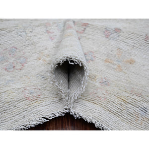 7'10"x9'8" Oyster Gray, Hand Knotted, Afghan Angora Oushak With All Over Leaf Design, Veggie Dyes, 100% Wool, Oriental Rug FWR121590