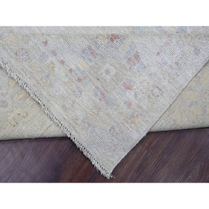 7'10"x9'8" Oyster Gray, Hand Knotted, Afghan Angora Oushak With All Over Leaf Design, Veggie Dyes, 100% Wool, Oriental Rug FWR121590