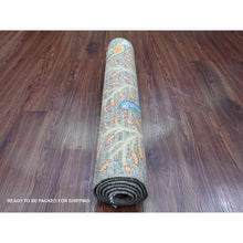 Load image into Gallery viewer, 2&#39;8&quot;x5&#39;8&quot; Sonic Gray, Afghan Peshawar with Birds of Paradise Design, Hand Knotted, Soft and Shiny Wool, Natural Dyes, Short Runner, Oriental Rug FWR121602