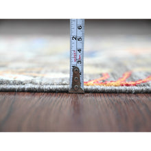 Load image into Gallery viewer, 2&#39;8&quot;x5&#39;8&quot; Sonic Gray, Afghan Peshawar with Birds of Paradise Design, Hand Knotted, Soft and Shiny Wool, Natural Dyes, Short Runner, Oriental Rug FWR121602