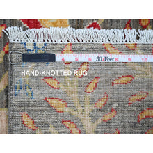 Load image into Gallery viewer, 2&#39;8&quot;x5&#39;8&quot; Sonic Gray, Afghan Peshawar with Birds of Paradise Design, Hand Knotted, Soft and Shiny Wool, Natural Dyes, Short Runner, Oriental Rug FWR121602
