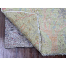 Load image into Gallery viewer, 3&#39;x4&#39;8&quot; Celadon Green, Afghan Peshawar with Birds of Paradise Design, Hand Knotted, Soft Wool, Natural Dyes, Oriental Rug FWR121608