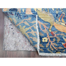 Load image into Gallery viewer, 3&#39;1&quot;x19&#39;4&quot; Lake Blue, Afghan Peshawar with Birds of Paradise Design, Hand Knotted, 100% Soft Wool, Vegetable Dyes, XL Runner, Oriental Rug FWR121614