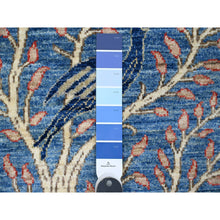 Load image into Gallery viewer, 3&#39;1&quot;x19&#39;4&quot; Lake Blue, Afghan Peshawar with Birds of Paradise Design, Hand Knotted, 100% Soft Wool, Vegetable Dyes, XL Runner, Oriental Rug FWR121614