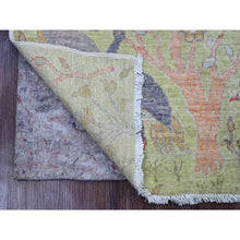 Load image into Gallery viewer, 2&#39;4&quot;x7&#39;9&quot; Olive Green, Hand Knotted, Afghan Peshawar with Birds of Paradise Design, Soft Wool, Vegetable Dyes, Runner, Oriental Rug FWR121620
