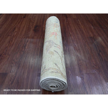 Load image into Gallery viewer, 2&#39;4&quot;x7&#39;9&quot; Olive Green, Hand Knotted, Afghan Peshawar with Birds of Paradise Design, Soft Wool, Vegetable Dyes, Runner, Oriental Rug FWR121620