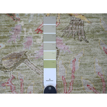 Load image into Gallery viewer, 2&#39;7&quot;x6&#39; Olive Green, Afghan Peshawar with Birds of Paradise Design, Soft 100% Wool, Hand Knotted, Vegetable Dyes, Runner, Oriental Rug FWR121626