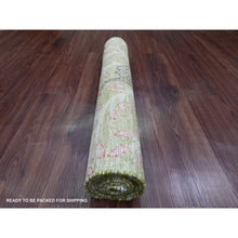 Load image into Gallery viewer, 2&#39;7&quot;x6&#39; Olive Green, Afghan Peshawar with Birds of Paradise Design, Soft 100% Wool, Hand Knotted, Vegetable Dyes, Runner, Oriental Rug FWR121626