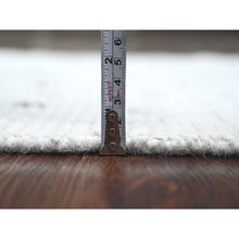 Load image into Gallery viewer, 2&#39;5&quot;x10&#39;6&quot; Pearl White, Moroccan Weave with Geometric Pattern, Textured Pile, Soft Wool, Hand Knotted, Runner, Oriental Rug FWR121644