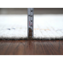 Load image into Gallery viewer, 2&#39;3&quot;x10&#39;5&quot; Chiffon White, Moroccan Weave With Zigzag Line Design, Soft Wool, Hand Knotted, Textured Pile, Runner, Oriental Rug FWR121650