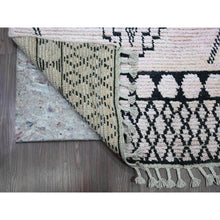 Load image into Gallery viewer, 2&#39;10&quot;x15&#39;8&quot; Alabaster White, Moroccan Weave With Serrated Medallions Design, Soft Wool, Hand Knotted, Textured Pile, Xl Runner, Oriental Rug FWR121662
