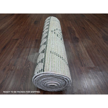 Load image into Gallery viewer, 2&#39;10&quot;x15&#39;8&quot; Alabaster White, Moroccan Weave With Serrated Medallions Design, Soft Wool, Hand Knotted, Textured Pile, Xl Runner, Oriental Rug FWR121662