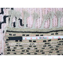 Load image into Gallery viewer, 2&#39;10&quot;x15&#39;8&quot; Alabaster White, Moroccan Weave With Serrated Medallions Design, Soft Wool, Hand Knotted, Textured Pile, Xl Runner, Oriental Rug FWR121662