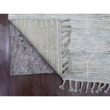Load image into Gallery viewer, 2&#39;6&quot;x12&#39;9&quot; Cascading White, Soft Wool, Moroccan Weave with Geometric Pattern, Textured Pile, Hand Knotted, Runner, Oriental Rug FWR121668