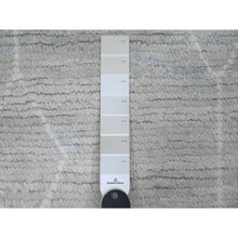 Load image into Gallery viewer, 2&#39;6&quot;x12&#39;9&quot; Cascading White, Soft Wool, Moroccan Weave with Geometric Pattern, Textured Pile, Hand Knotted, Runner, Oriental Rug FWR121668
