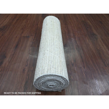 Load image into Gallery viewer, 2&#39;6&quot;x12&#39;9&quot; Cascading White, Soft Wool, Moroccan Weave with Geometric Pattern, Textured Pile, Hand Knotted, Runner, Oriental Rug FWR121668