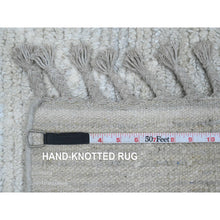 Load image into Gallery viewer, 2&#39;6&quot;x12&#39;9&quot; Cascading White, Soft Wool, Moroccan Weave with Geometric Pattern, Textured Pile, Hand Knotted, Runner, Oriental Rug FWR121668
