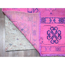 Load image into Gallery viewer, 5&#39;10&quot;x9&#39;1&quot; Fuscia Pink, Hand Knotted, Overdyed Kazak With All Over Star Design, 100% Wool, Oriental Rug FWR121674