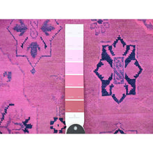 Load image into Gallery viewer, 5&#39;10&quot;x9&#39;1&quot; Fuscia Pink, Hand Knotted, Overdyed Kazak With All Over Star Design, 100% Wool, Oriental Rug FWR121674