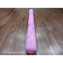 Load image into Gallery viewer, 5&#39;10&quot;x9&#39;1&quot; Fuscia Pink, Hand Knotted, Overdyed Kazak With All Over Star Design, 100% Wool, Oriental Rug FWR121674